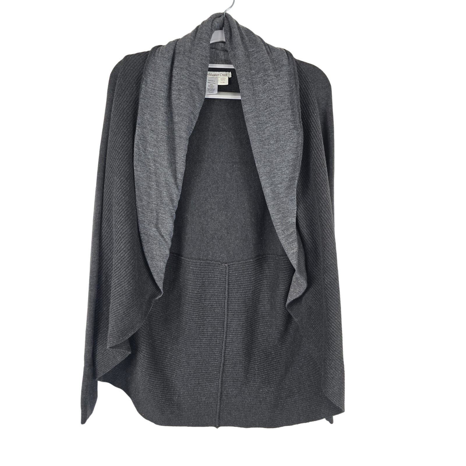 Coldwater Creek Heathered Grey Open Cardigan L/Xl